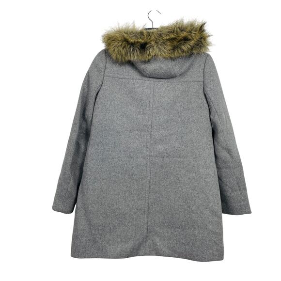 J. Crew Vail Faux Fur Trim Hooded Parka Coat Wool Blend Style Jacket - Picture 6 of 7